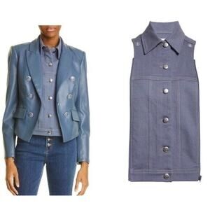 Veronica Beard Stretch Denim Slate Dickey Insert OSFM NWT $250
